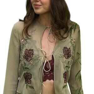 House of CB Women’s Top ASRA Artichoke Floral Tie Front Top size M